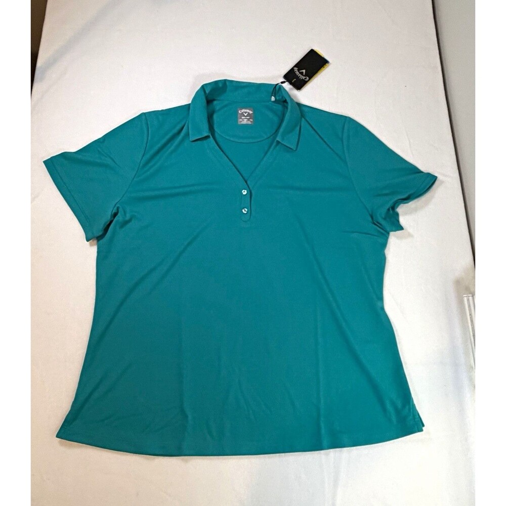 Callaway Opti-Dri Women's Blue Golf Polo Shirt XXL Short Sleeve UPF 50